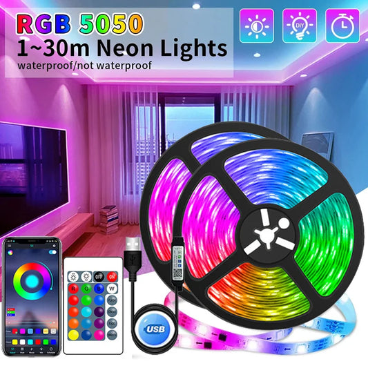 USB LED Strip Lights APP Control Color Changing 5050 RGB Led Light Flexible Lamp Tape for Room Decoration TV Backlight Diode